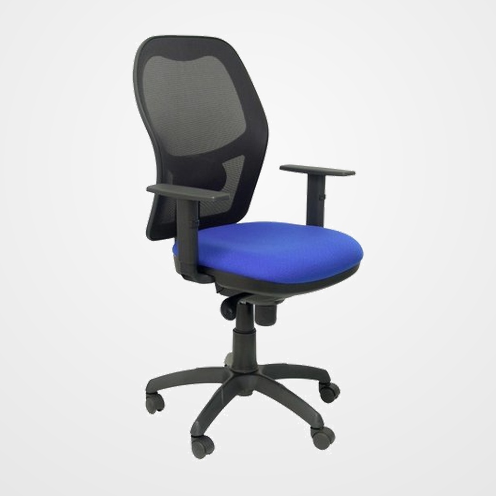SILLA PIQUERAS Y CRESPO JORQUERA BRAZOS REGULABLES MECANISMO SINCRO CON REGULADOR DE TENSION RESPALDO DE MALLA NEGRA Y ASIENTO TAPIZADO BALI AZUL