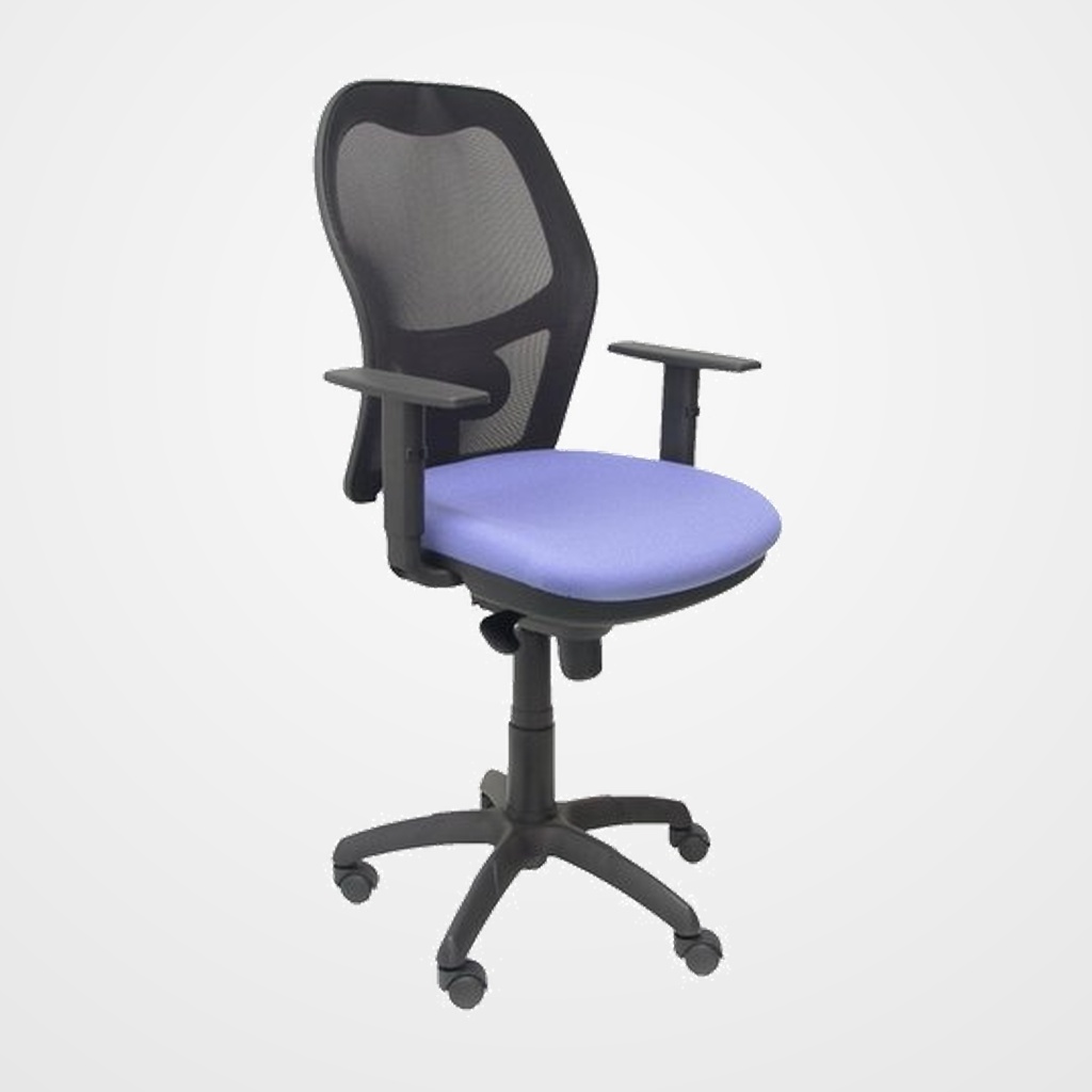 [24401993] SILLA PIQUERAS Y CRESPO JORQUERA BRAZOS REGULABLES MECANISMO SINCRO CON REGULADOR DE TENSION RESPALDO DE MALLA NEGRA Y ASIENTO TAPIZADO BALI AZUL CLARO