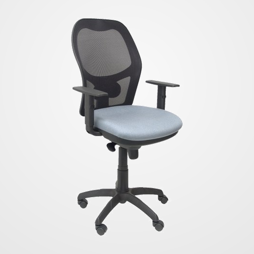 SILLA PIQUERAS Y CRESPO JORQUERA BRAZOS REGULABLES MECANISMO SINCRO CON REGULADOR DE TENSION RESPALDO DE MALLA NEGRA Y ASIENTO TAPIZADO BALI GRIS CLARO