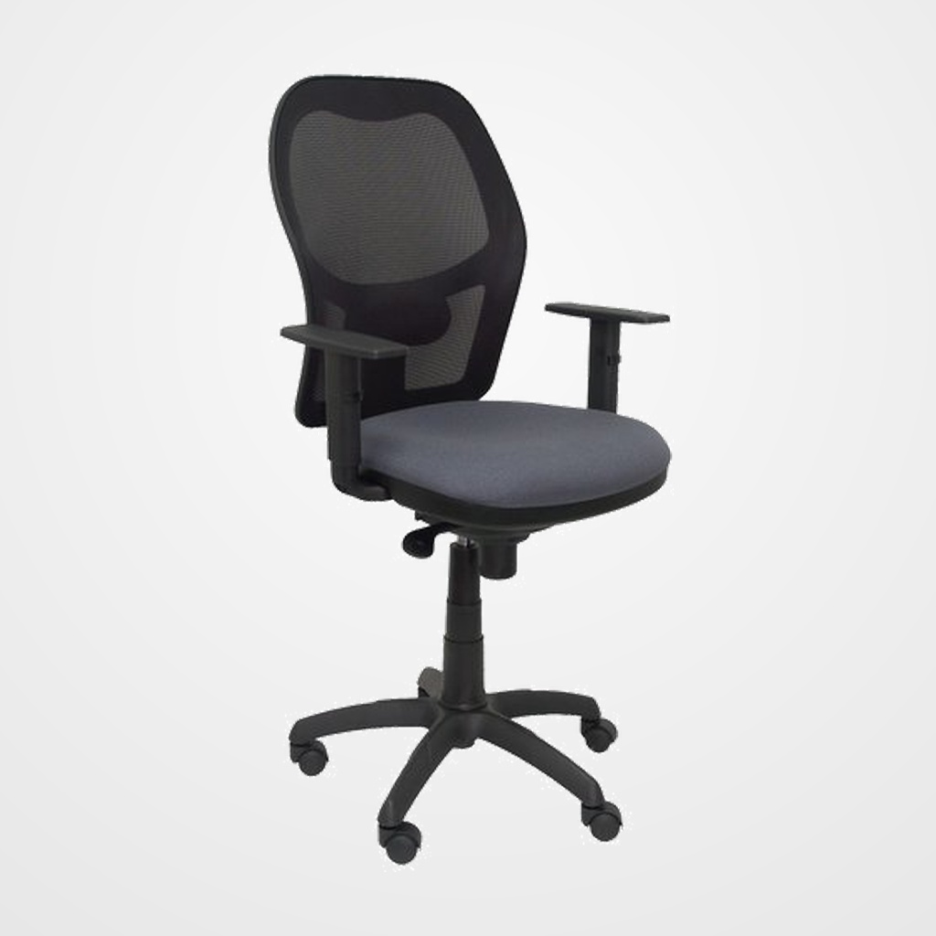 SILLA PIQUERAS Y CRESPO JORQUERA BRAZOS REGULABLES MECANISMO SINCRO CON REGULADOR DE TENSION RESPALDO DE MALLA NEGRA Y ASIENTO TAPIZADO BALI GRIS OSCURO