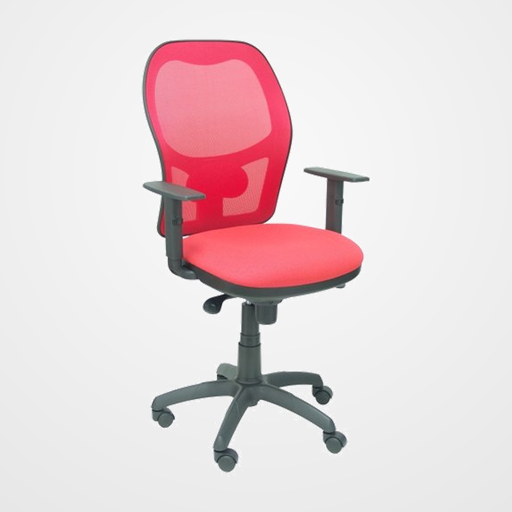 SILLA PIQUERAS Y CRESPO JORQUERA BRAZOS REGULABLES MECANISMO SINCRO CON REGULADOR DE TENSION RESPALDO DE MALLA ROJA  Y ASIENTO TAPIZADO BALI ROJO