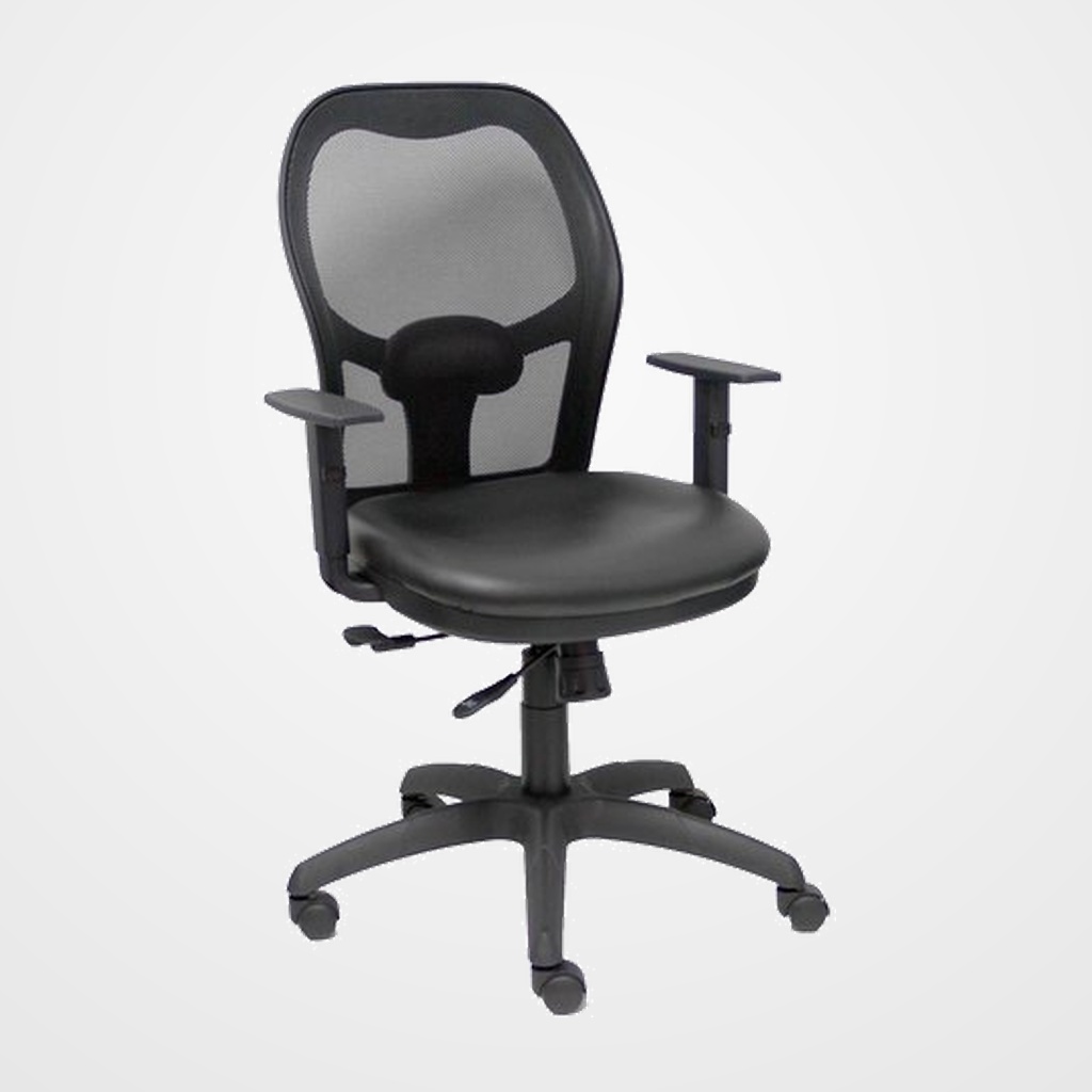 SILLA PIQUERAS Y CRESPO JORQUERA USO INTENSIVO BRAZOS REGULABLES MECANISMO SINCRO/TRASLACK REGULADOR DE TENSION RUEDAS NYLON RESPALDO DE MALLA NEGRA Y ASIENTO TAPIZADO SIMILPIEL NEGRO