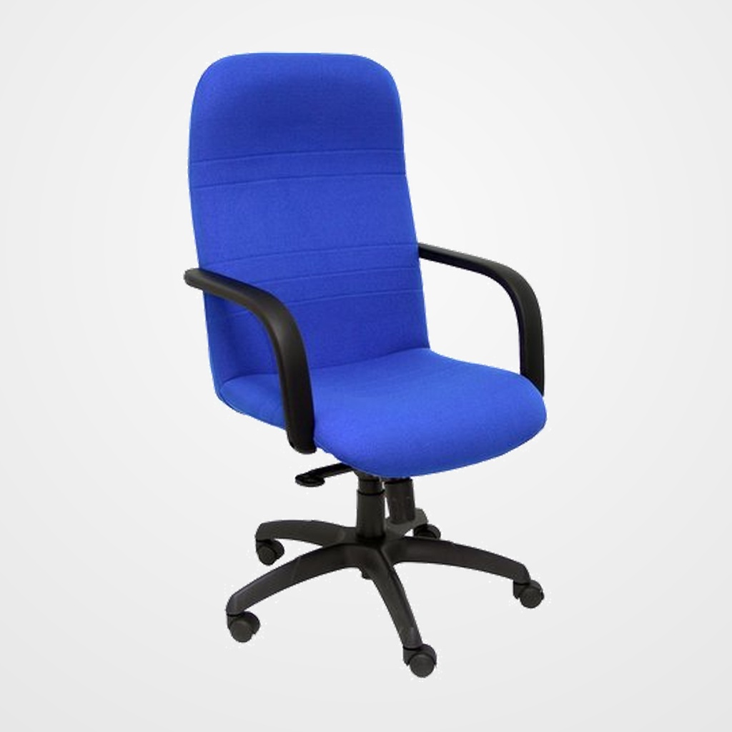 SILLA PIQUERAS Y CRESPO LETUR DIRECCION BRAZOS FIJOS MECANISMO BASCULANTE Y ALTURA AJUSTABLE GRAN CONFORTABILIDAD RUEDAS de NYLON ASIENTO Y RESPALDO TAPIZADO BALI AZUL
