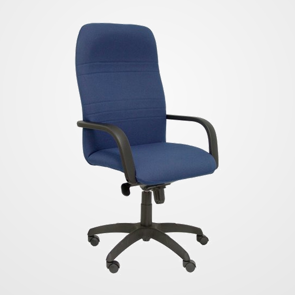 SILLA PIQUERAS Y CRESPO LETUR DIRECCION BRAZOS FIJOS MECANISMO BASCULANTE Y ALTURA AJUSTABLE GRAN CONFORTABILIDAD RUEDAS de NYLON ASIENTO Y RESPALDO TAPIZADO BALI AZUL MARINO