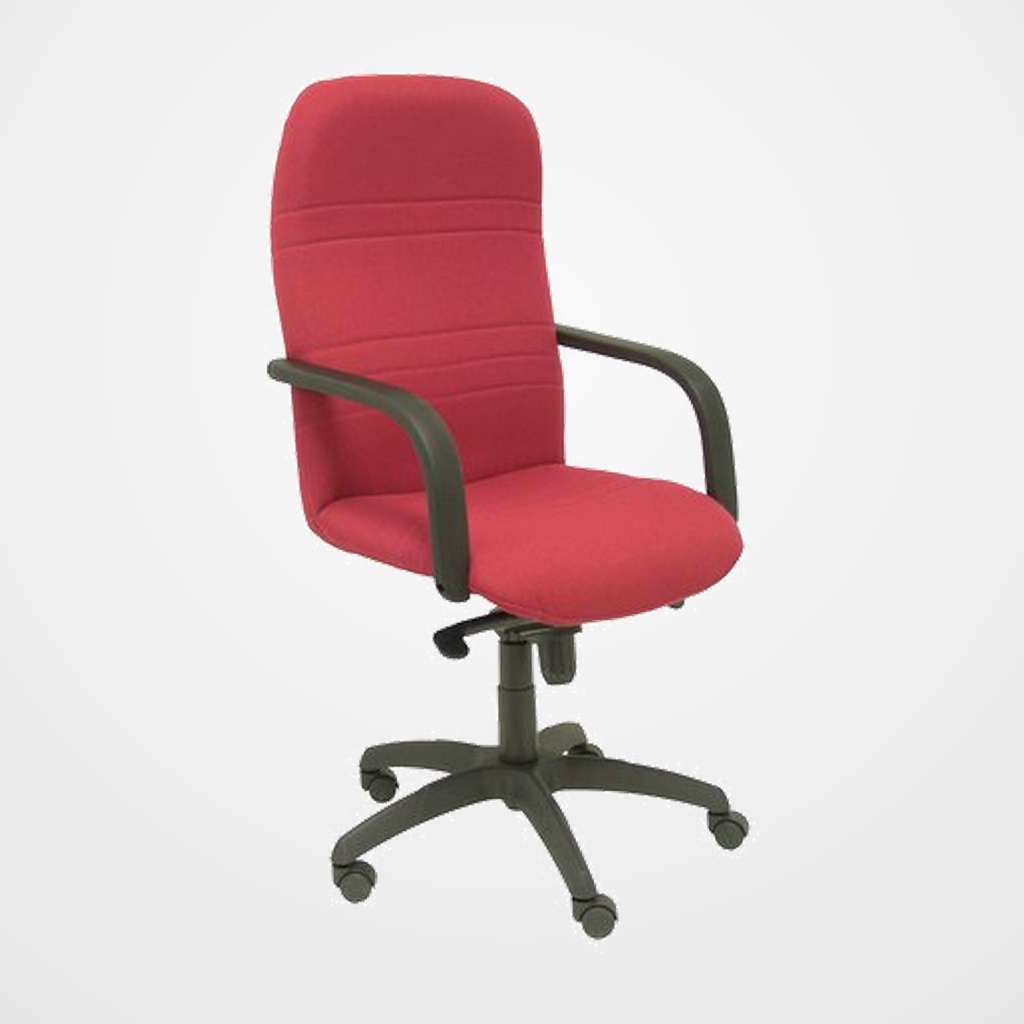 SILLA PIQUERAS Y CRESPO LETUR DIRECCION BRAZOS FIJOS MECANISMO BASCULANTE Y ALTURA AJUSTABLE GRAN CONFORTABILIDAD RUEDAS de NYLON ASIENTO Y RESPALDO TAPIZADO BALI GRANATE