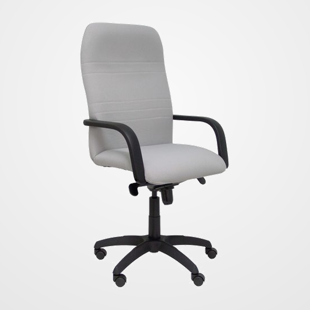 SILLA PIQUERAS Y CRESPO LETUR DIRECCION BRAZOS FIJOS MECANISMO BASCULANTE Y ALTURA AJUSTABLE GRAN CONFORTABILIDAD RUEDAS de NYLON ASIENTO Y RESPALDO TAPIZADO BALI GRIS CLARO