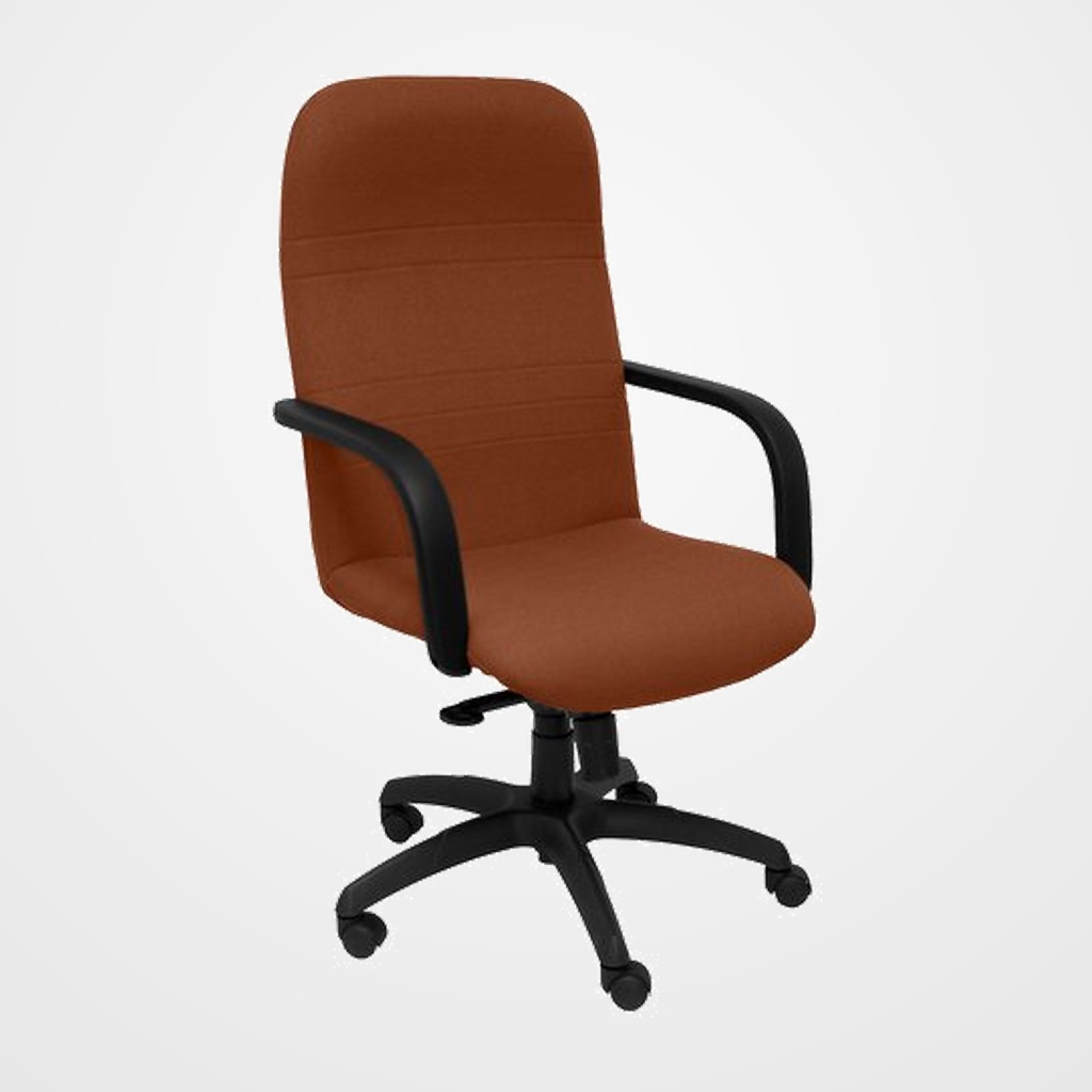 SILLA PIQUERAS Y CRESPO LETUR DIRECCION BRAZOS FIJOS MECANISMO BASCULANTE Y ALTURA AJUSTABLE GRAN CONFORTABILIDAD RUEDAS de NYLON ASIENTO Y RESPALDO TAPIZADO BALI MARRON
