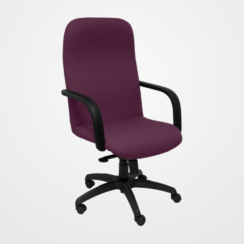 SILLA PIQUERAS Y CRESPO LETUR DIRECCION BRAZOS FIJOS MECANISMO BASCULANTE Y ALTURA AJUSTABLE GRAN CONFORTABILIDAD RUEDAS de NYLON ASIENTO Y RESPALDO TAPIZADO BALI MORADO