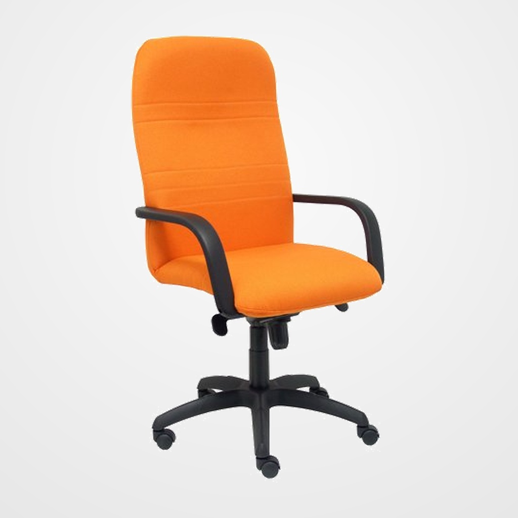 SILLA PIQUERAS Y CRESPO LETUR DIRECCION BRAZOS FIJOS MECANISMO BASCULANTE Y ALTURA AJUSTABLE GRAN CONFORTABILIDAD RUEDAS de NYLON ASIENTO Y RESPALDO TAPIZADO BALI NARANJA