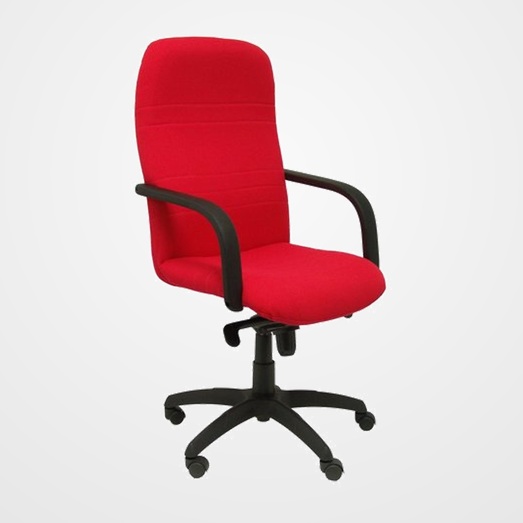 SILLA PIQUERAS Y CRESPO LETUR DIRECCION BRAZOS FIJOS MECANISMO BASCULANTE Y ALTURA AJUSTABLE GRAN CONFORTABILIDAD RUEDAS de NYLON ASIENTO Y RESPALDO TAPIZADO BALI ROJO