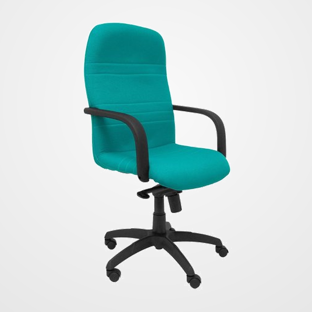 SILLA PIQUERAS Y CRESPO LETUR DIRECCION BRAZOS FIJOS MECANISMO BASCULANTE Y ALTURA AJUSTABLE GRAN CONFORTABILIDAD RUEDAS de NYLON ASIENTO Y RESPALDO TAPIZADO BALI VERDE TURQUESA