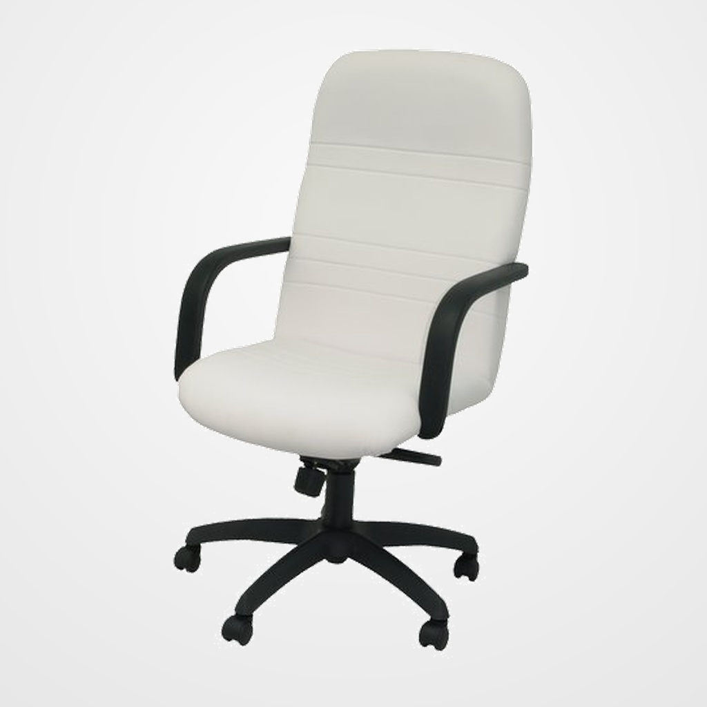 SILLA PIQUERAS Y CRESPO LETUR DIRECCION BRAZOS FIJOS MECANISMO BASCULANTE Y ALTURA AJUSTABLE GRAN CONFORTABILIDAD RUEDAS de NYLON ASIENTO Y RESPALDO TAPIZADO SIMIL PIEL BLANCO