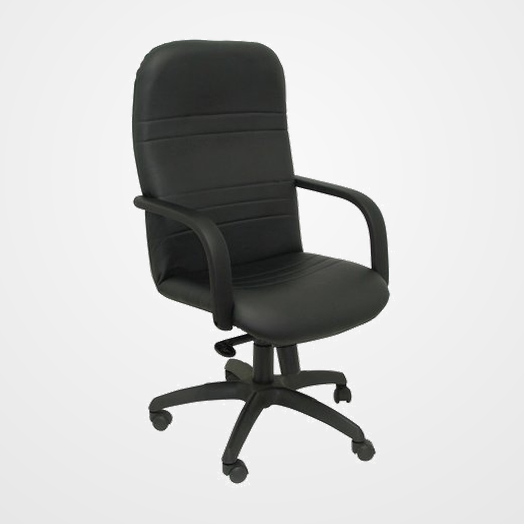 SILLA PIQUERAS Y CRESPO LETUR DIRECCION BRAZOS FIJOS MECANISMO BASCULANTE Y ALTURA AJUSTABLE GRAN CONFORTABILIDAD RUEDAS de NYLON ASIENTO Y RESPALDO TAPIZADO SIMIL PIEL NEGRO