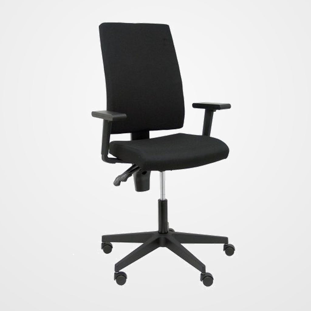 SILLA PIQUERAS Y CRESPO LEZUZA BRAZOS REGULABLES MECANISMO CONTACTO PERMANENTE REGULABLE EN ALTURA RUEDAS AUTOFRENANTES ASIENTO Y RESPALDO TAPIZADO ARAN NEGRO