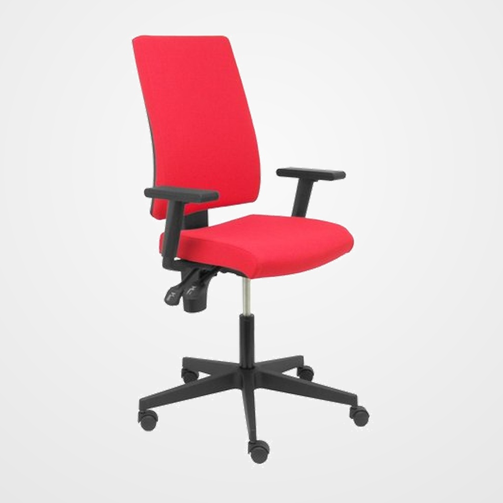 SILLA PIQUERAS Y CRESPO LEZUZA BRAZOS REGULABLES MECANISMO CONTACTO PERMANENTE REGULABLE EN ALTURA RUEDAS AUTOFRENANTES ASIENTO Y RESPALDO TAPIZADO ARAN ROJO