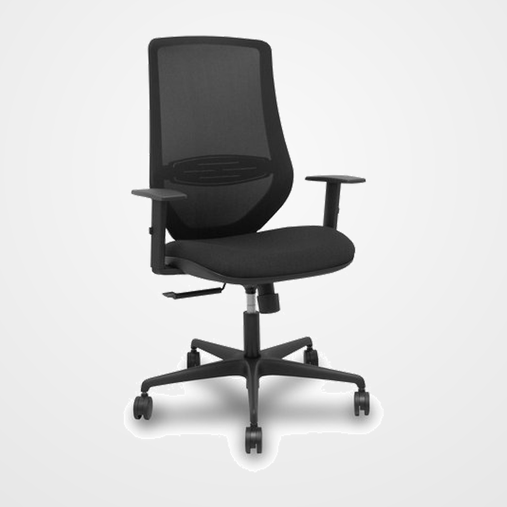 SILLA PIQUERAS Y CRESPO MARDOS BRAZOS REGULABLE ERGONOMICA MECANISMO BASCULANTE RESPALDO MALLA NEGRA ASIENTO TAPIZADO BALI NEGRO