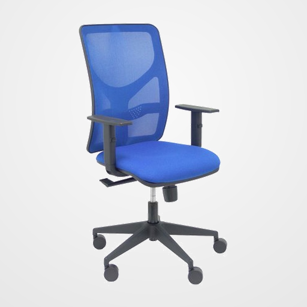 SILLA PIQUERAS Y CRESPO MOTILLA BRAZOS REGULABLES MECANISMO SINCRO CON REGULADOR DE TENSION RESPALDO DE MALLA AZUL Y ASIENTO TAPIZADO BALI AZUL