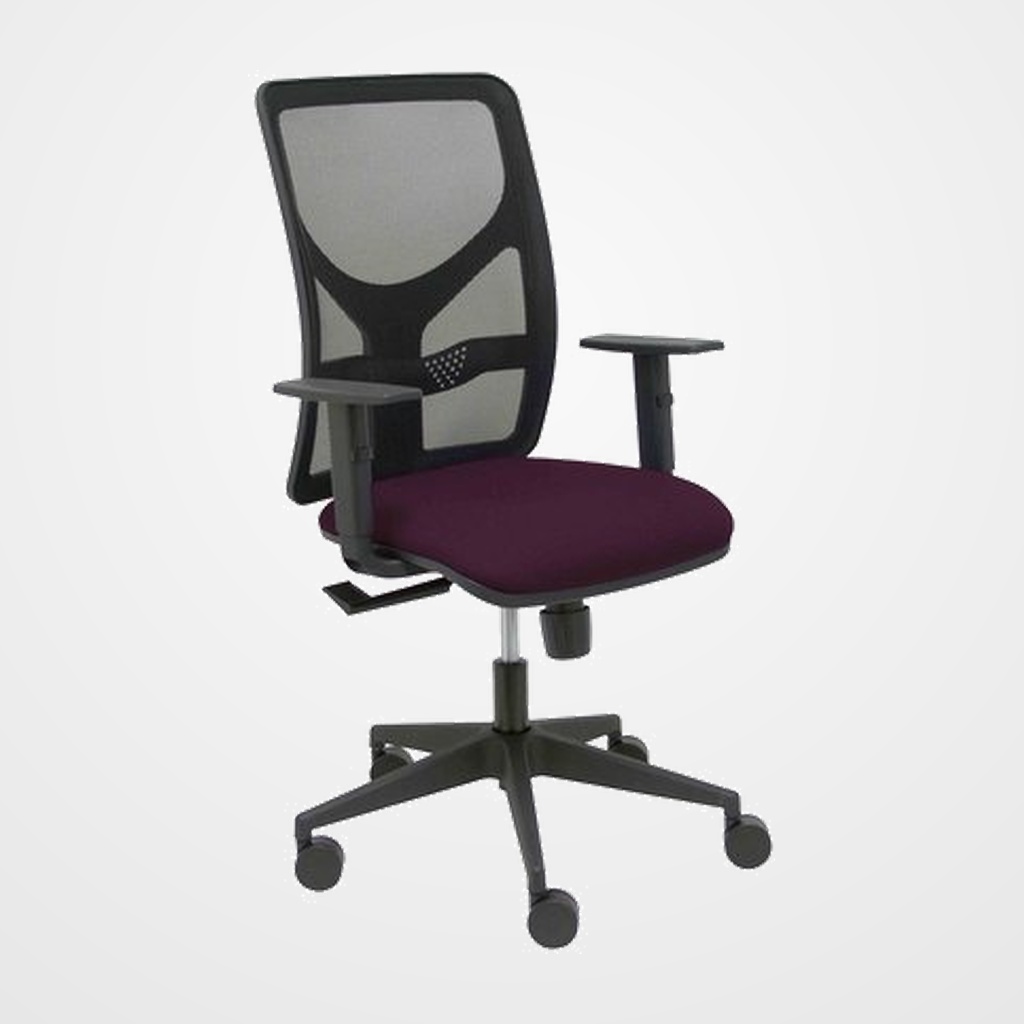 SILLA PIQUERAS Y CRESPO MOTILLA BRAZOS REGULABLES MECANISMO SINCRO CON REGULADOR DE TENSION RESPALDO DE MALLA NEGRA Y ASIENTO TAPIZADO BALI MORADO