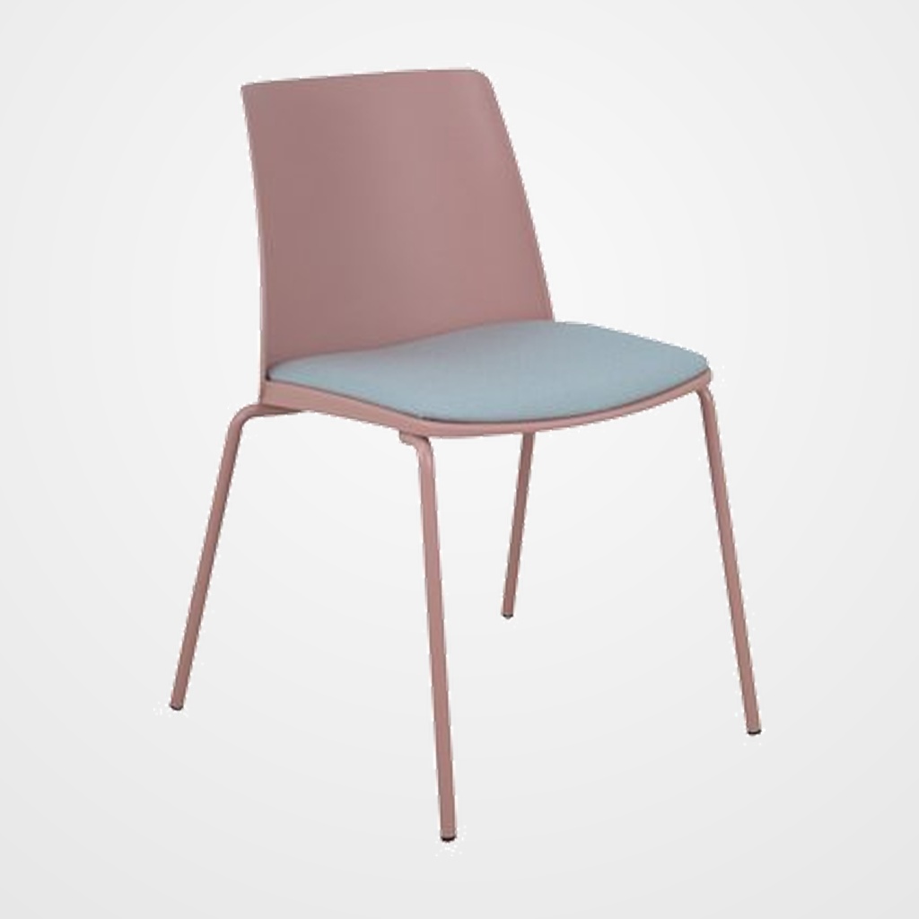 SILLA PIQUERAS Y CRESPO ORGAZ CONFIDENTE ERGONOMICA APILABLE ASIENTO TAPIZADO BALI GRIS CLARO Y CARCASA MONOBLOQUE Y PATAS HIERRO ROSA PACK de 4
