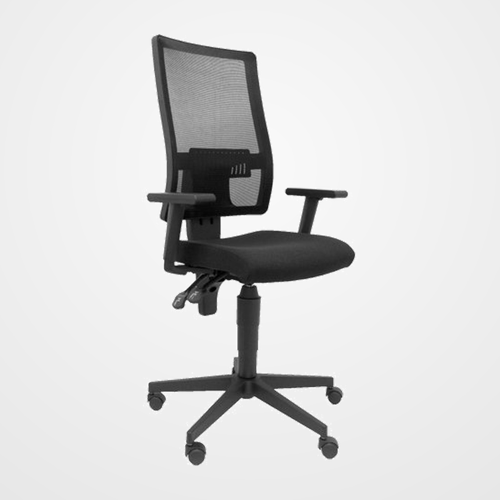 SILLA PIQUERAS Y CRESPO POVEDILLA BRAZOS REGULABLES MECANISMO CONTACTO PERMANENTE DE DOBLE MANETA Y ALTURA AJUSTABLE RUEDAS AUTOFRENANTES ASIENTO TAPIZADO BALI NEGRO