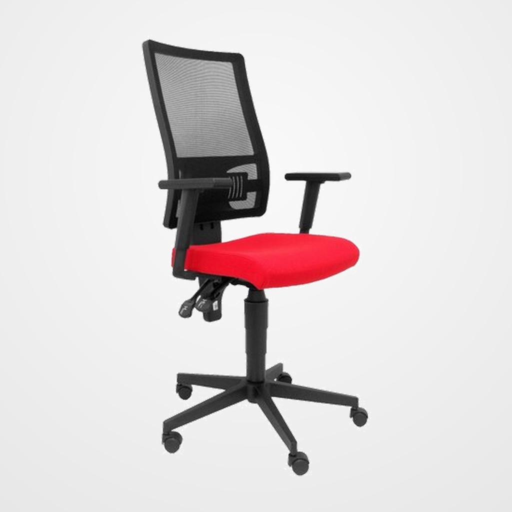 [24403953] SILLA PIQUERAS Y CRESPO POVEDILLA BRAZOS REGULABLES MECANISMO CONTACTO PERMANENTE DE DOBLE MANETA Y ALTURA AJUSTABLE RUEDAS AUTOFRENANTES ASIENTO TAPIZADO BALI ROJO