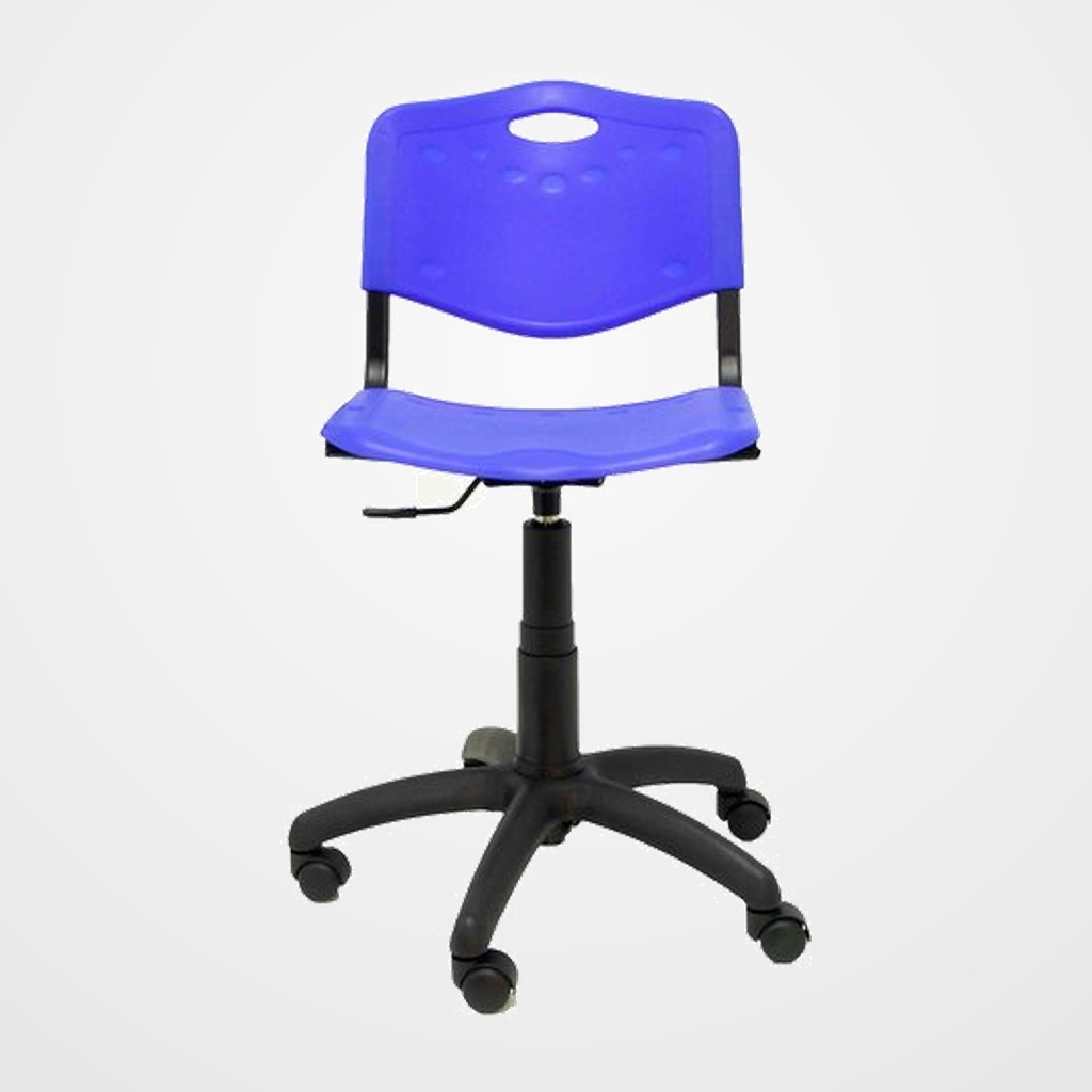 SILLA PIQUERAS Y CRESPO ROBLEDO GIRATORIA 360º MECANISMO REGULACION ALTURA RUEDAS NYLON ASIENTO Y RESPALDO PVC AZUL
