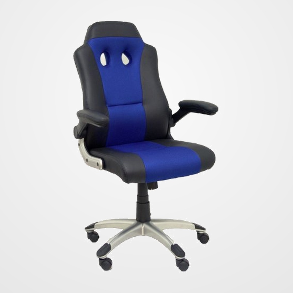 SILLA PIQUERAS Y CRESPO TALAVE GAMING BRAZOS RETRACTILES, MECANISMO BASCULANTE, REGULABLE EN ALTURA TAPIZADO SIMILPIEL NEGRO Y AZUL