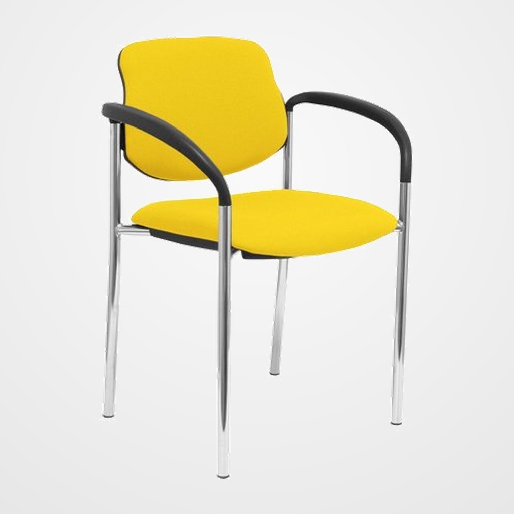 SILLA PIQUERAS Y CRESPO VILLALGORDO CONFIDENTE BRAZOS FIJOS CHASIS CROMO ASIENTO Y RESPALDO TAPIZADOS BALI AMARILLO