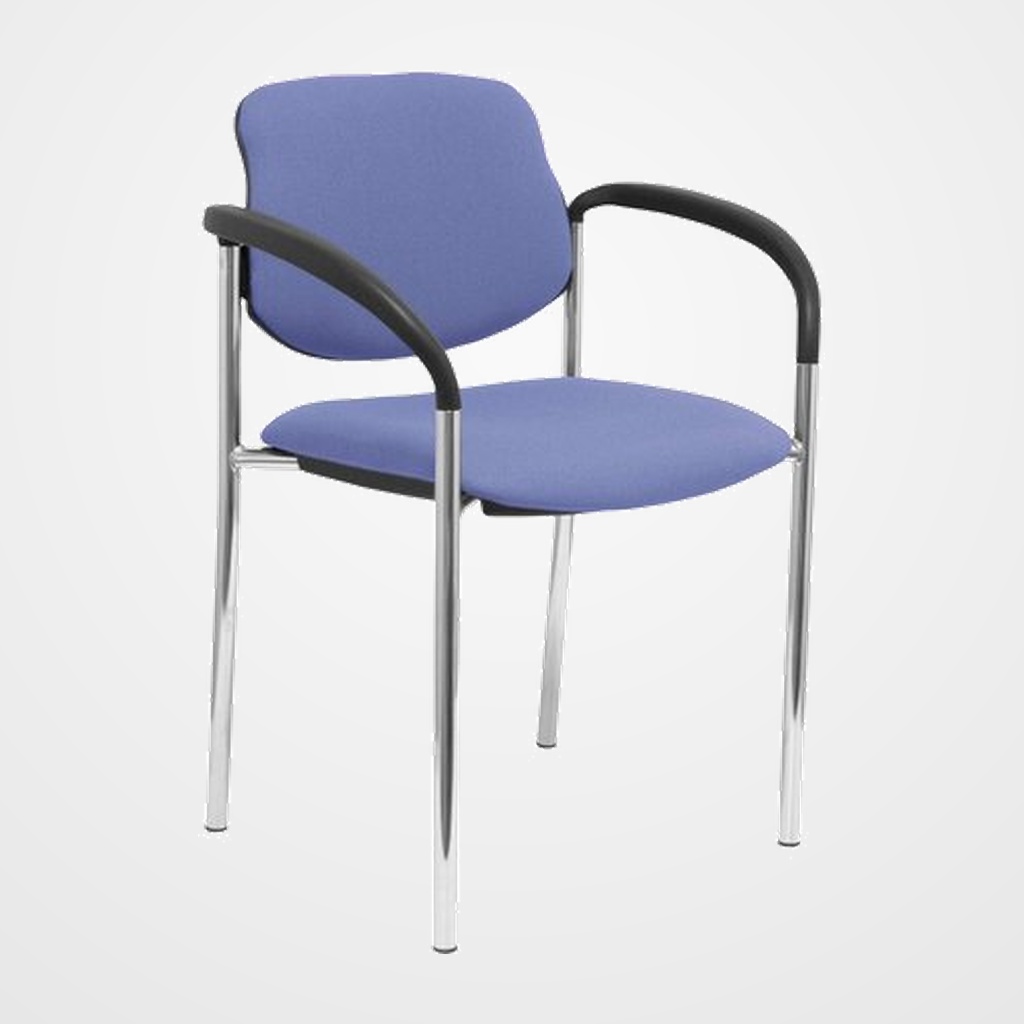 SILLA PIQUERAS Y CRESPO VILLALGORDO CONFIDENTE BRAZOS FIJOS CHASIS CROMO ASIENTO Y RESPALDO TAPIZADOS BALI AZUL CLARO