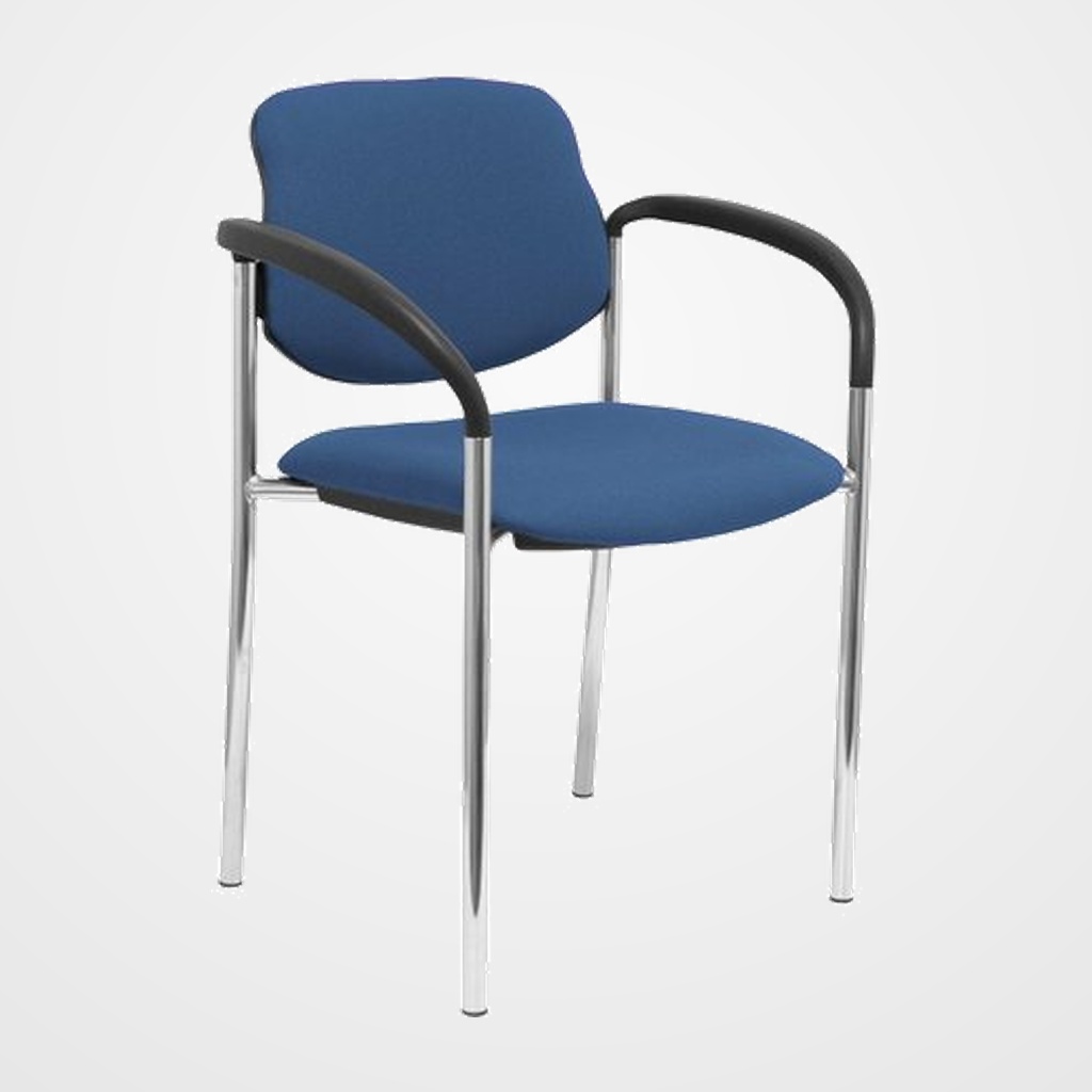 SILLA PIQUERAS Y CRESPO VILLALGORDO CONFIDENTE BRAZOS FIJOS CHASIS CROMO ASIENTO Y RESPALDO TAPIZADOS BALI AZUL MARINO