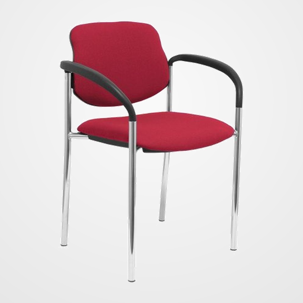SILLA PIQUERAS Y CRESPO VILLALGORDO CONFIDENTE BRAZOS FIJOS CHASIS CROMO ASIENTO Y RESPALDO TAPIZADOS BALI GRANATE