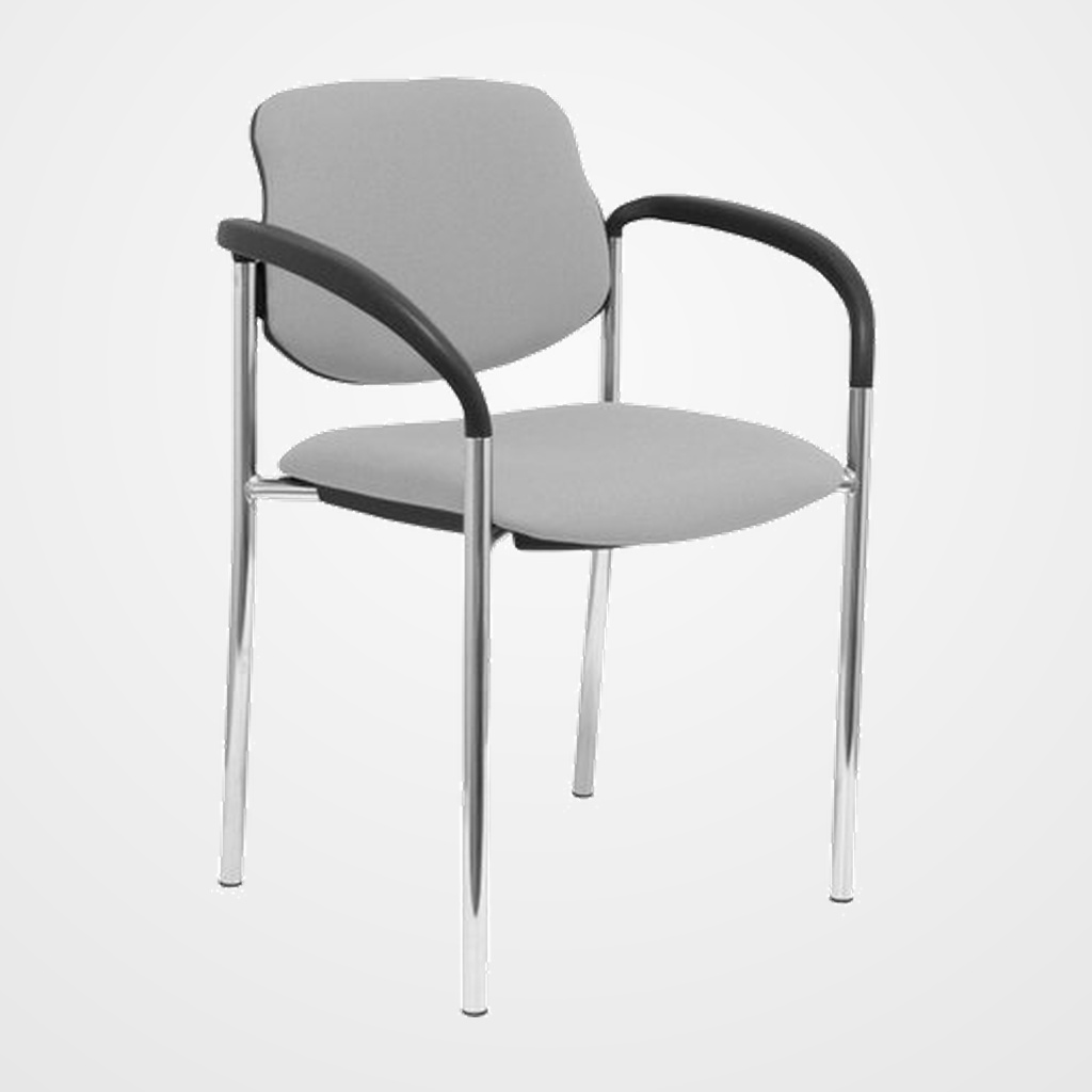 SILLA PIQUERAS Y CRESPO VILLALGORDO CONFIDENTE BRAZOS FIJOS CHASIS CROMO ASIENTO Y RESPALDO TAPIZADOS BALI GRIS