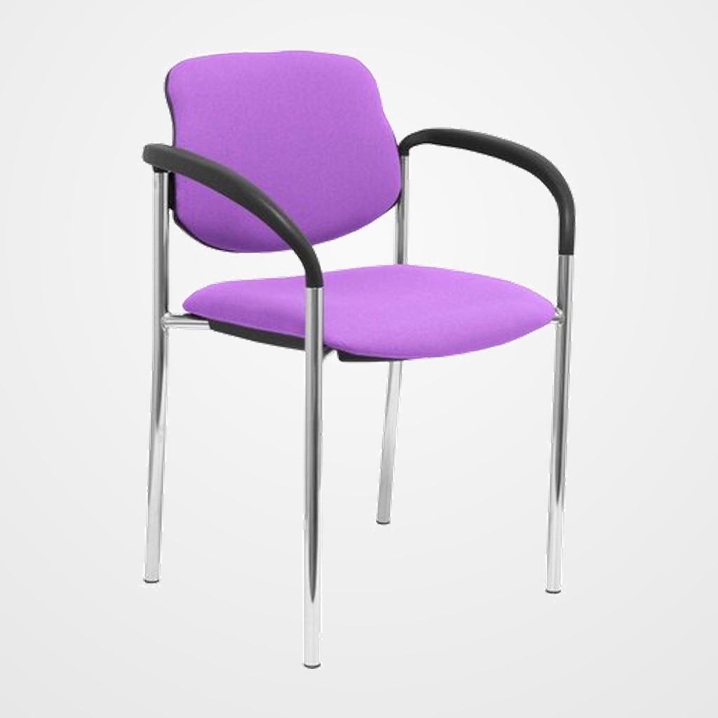 SILLA PIQUERAS Y CRESPO VILLALGORDO CONFIDENTE BRAZOS FIJOS CHASIS CROMO ASIENTO Y RESPALDO TAPIZADOS BALI LILA