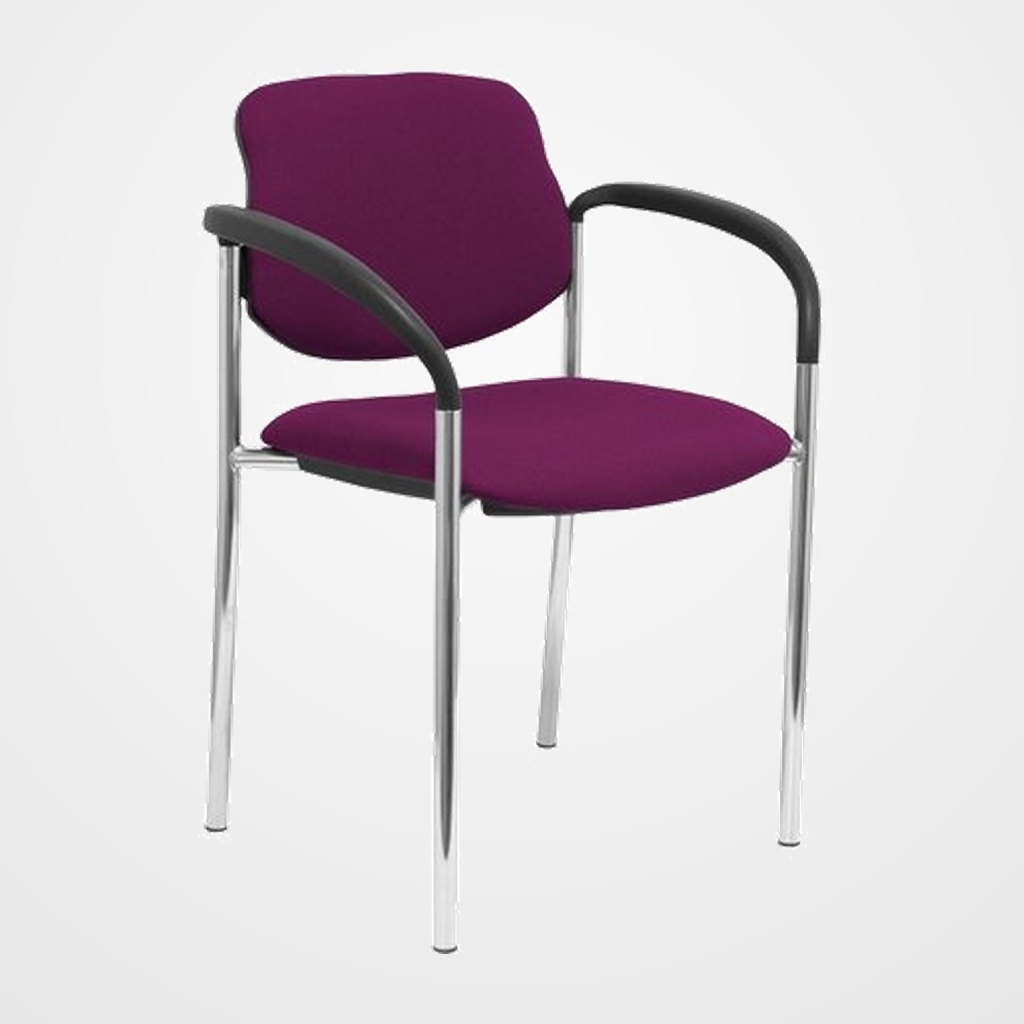 SILLA PIQUERAS Y CRESPO VILLALGORDO CONFIDENTE BRAZOS FIJOS CHASIS CROMO ASIENTO Y RESPALDO TAPIZADOS BALI MORADO
