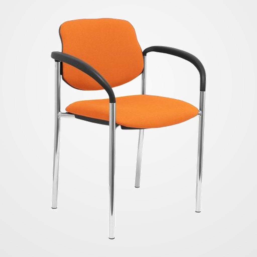 SILLA PIQUERAS Y CRESPO VILLALGORDO CONFIDENTE BRAZOS FIJOS CHASIS CROMO ASIENTO Y RESPALDO TAPIZADOS BALI NARANJA