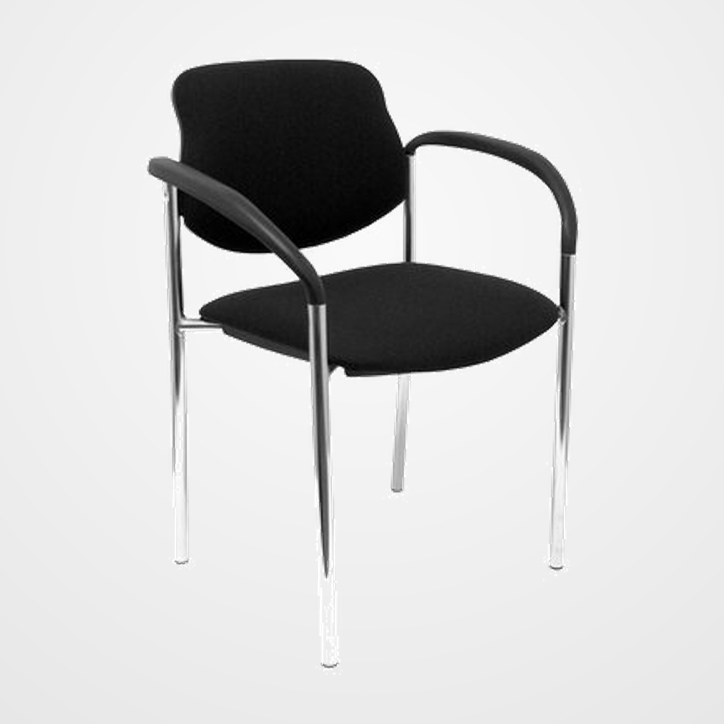 SILLA PIQUERAS Y CRESPO VILLALGORDO CONFIDENTE BRAZOS FIJOS CHASIS CROMO ASIENTO Y RESPALDO TAPIZADOS BALI NEGRO