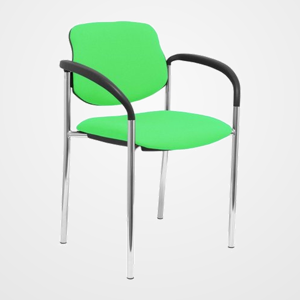 SILLA PIQUERAS Y CRESPO VILLALGORDO CONFIDENTE BRAZOS FIJOS CHASIS CROMO ASIENTO Y RESPALDO TAPIZADOS BALI PISTACHO