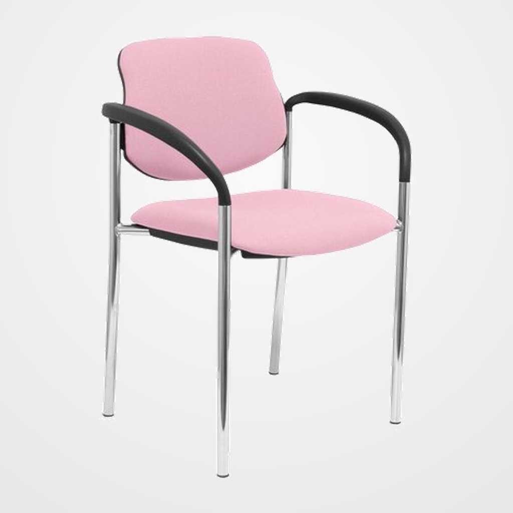 SILLA PIQUERAS Y CRESPO VILLALGORDO CONFIDENTE BRAZOS FIJOS CHASIS CROMO ASIENTO Y RESPALDO TAPIZADOS BALI ROSA PALIDO