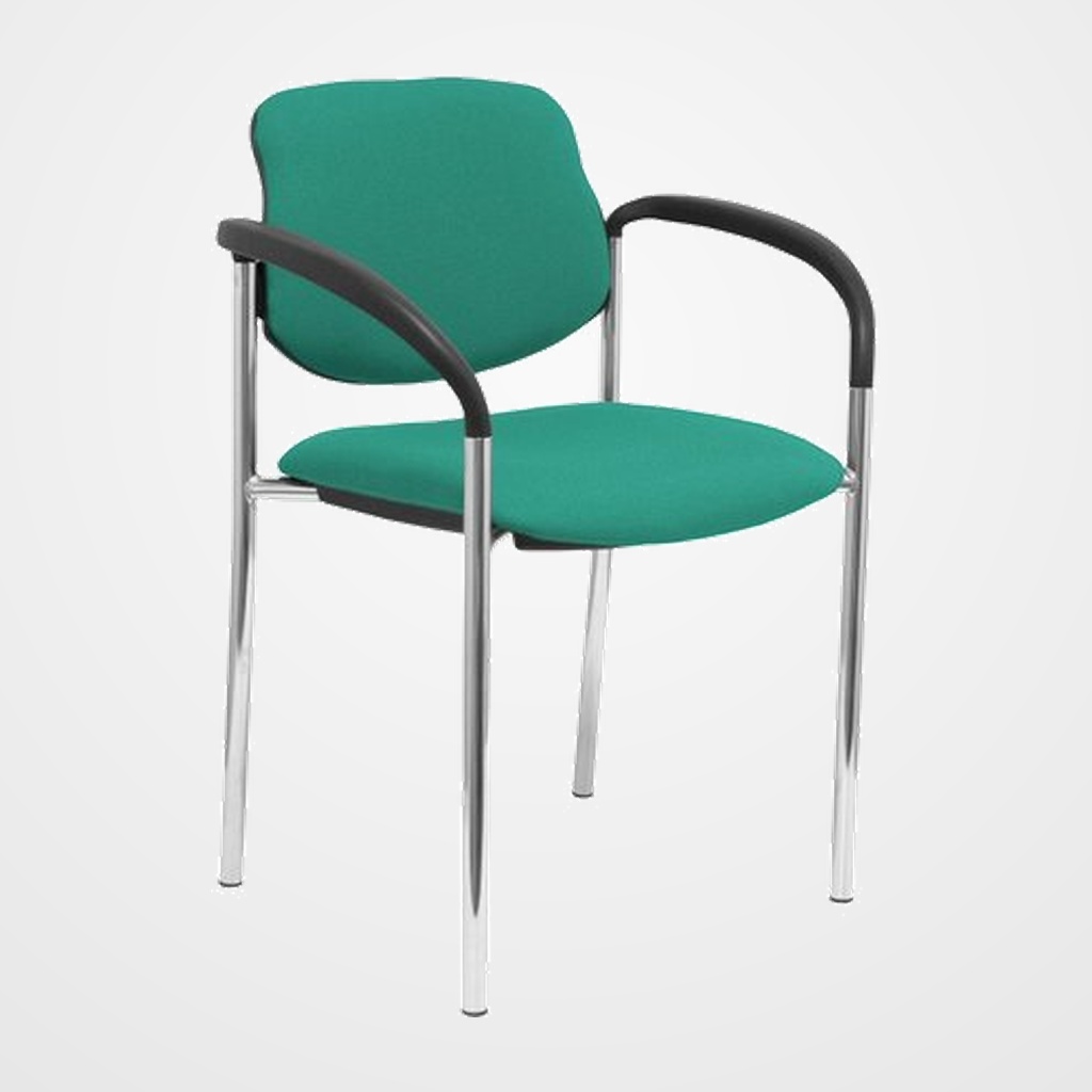 SILLA PIQUERAS Y CRESPO VILLALGORDO CONFIDENTE BRAZOS FIJOS CHASIS CROMO ASIENTO Y RESPALDO TAPIZADOS BALI VERDE