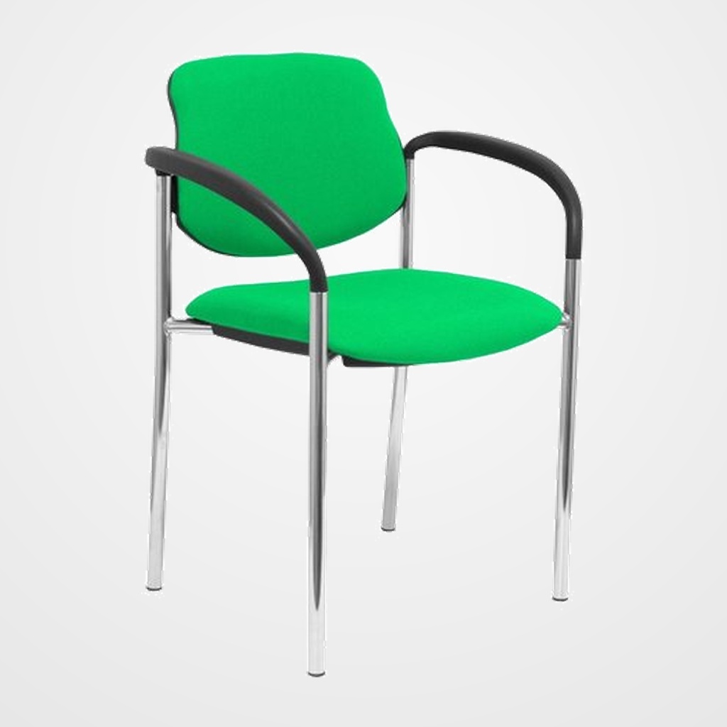 SILLA PIQUERAS Y CRESPO VILLALGORDO CONFIDENTE BRAZOS FIJOS CHASIS CROMO ASIENTO Y RESPALDO TAPIZADOS BALI VERDE