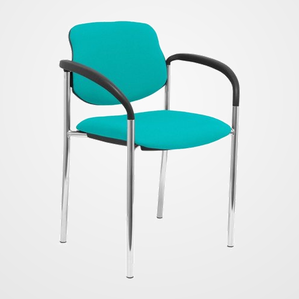 SILLA PIQUERAS Y CRESPO VILLALGORDO CONFIDENTE BRAZOS FIJOS CHASIS CROMO ASIENTO Y RESPALDO TAPIZADOS BALI VERDE TURQUESA