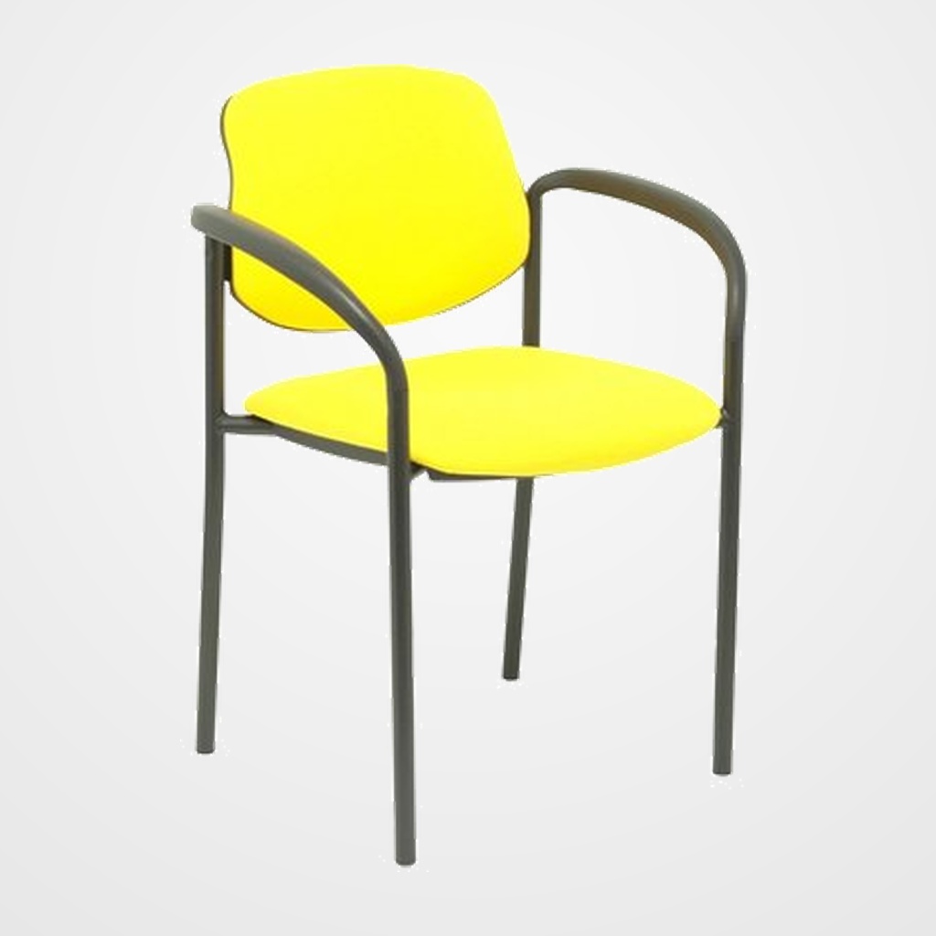 SILLA PIQUERAS Y CRESPO VILLALGORDO CONFIDENTE BRAZOS FIJOS CHASIS NEGRO ASIENTO Y RESPALDO TAPIZADOS BALI AMARILLO