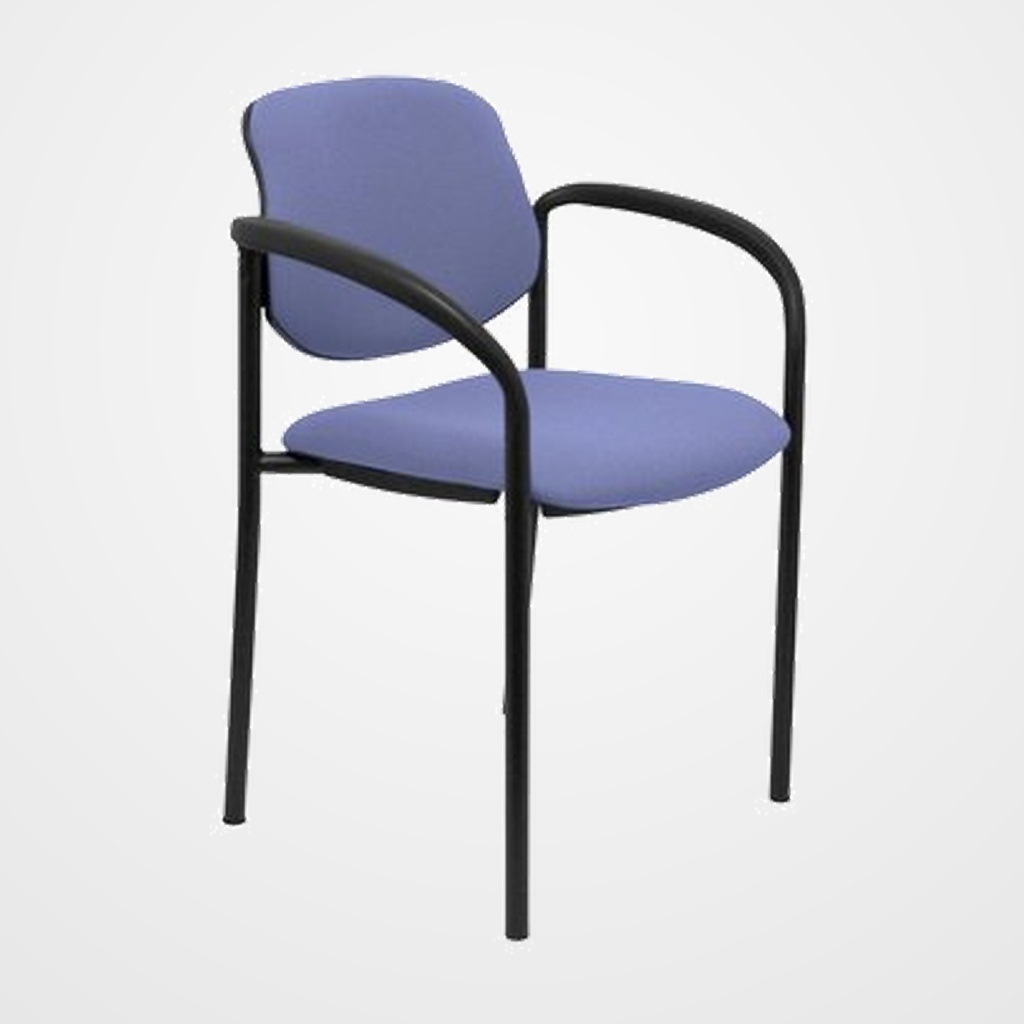 SILLA PIQUERAS Y CRESPO VILLALGORDO CONFIDENTE BRAZOS FIJOS CHASIS NEGRO ASIENTO Y RESPALDO TAPIZADOS BALI AZUL CLARO