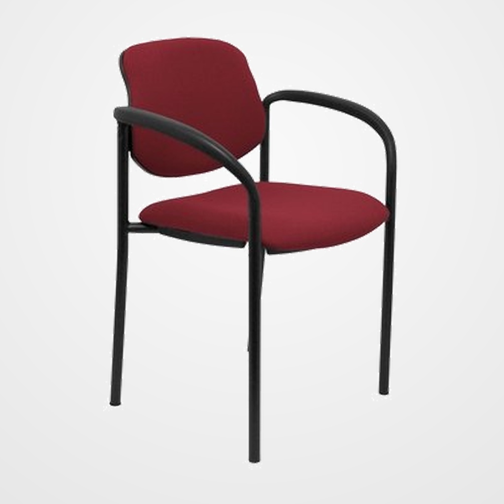 SILLA PIQUERAS Y CRESPO VILLALGORDO CONFIDENTE BRAZOS FIJOS CHASIS NEGRO ASIENTO Y RESPALDO TAPIZADOS BALI GRANATE