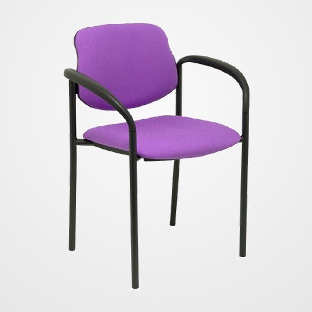 SILLA PIQUERAS Y CRESPO VILLALGORDO CONFIDENTE BRAZOS FIJOS CHASIS NEGRO ASIENTO Y RESPALDO TAPIZADOS BALI LILA