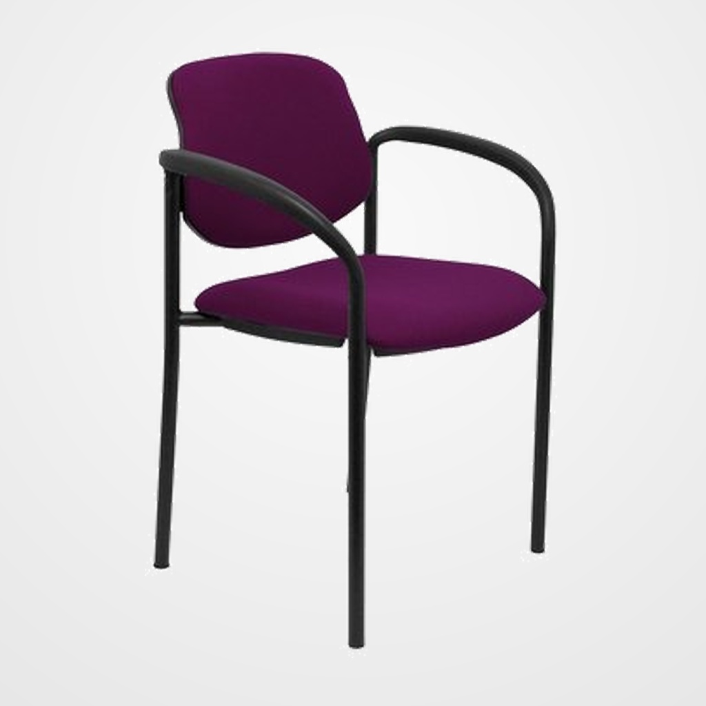 SILLA PIQUERAS Y CRESPO VILLALGORDO CONFIDENTE BRAZOS FIJOS CHASIS NEGRO ASIENTO Y RESPALDO TAPIZADOS BALI MORADO