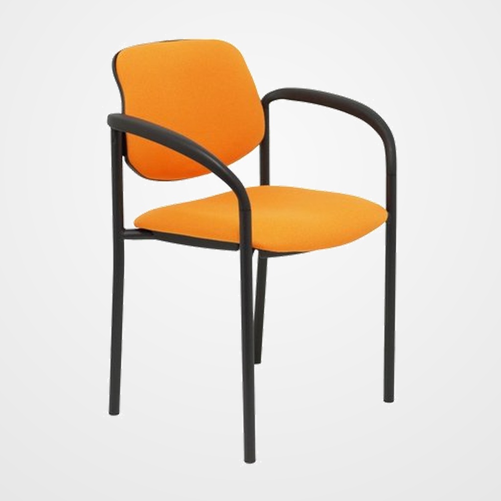 SILLA PIQUERAS Y CRESPO VILLALGORDO CONFIDENTE BRAZOS FIJOS CHASIS NEGRO ASIENTO Y RESPALDO TAPIZADOS BALI NARANJA