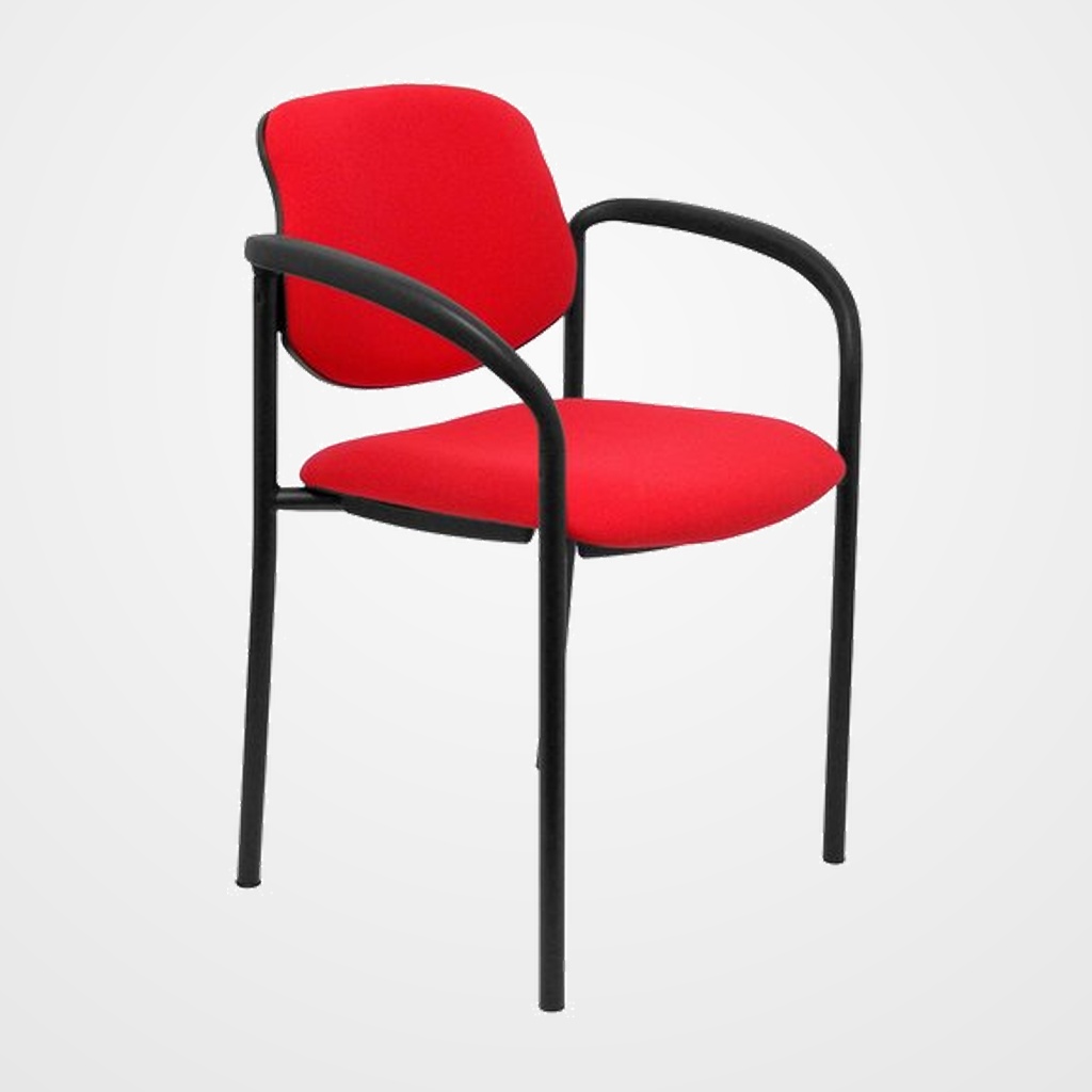 SILLA PIQUERAS Y CRESPO VILLALGORDO CONFIDENTE BRAZOS FIJOS CHASIS NEGRO ASIENTO Y RESPALDO TAPIZADOS BALI ROJO