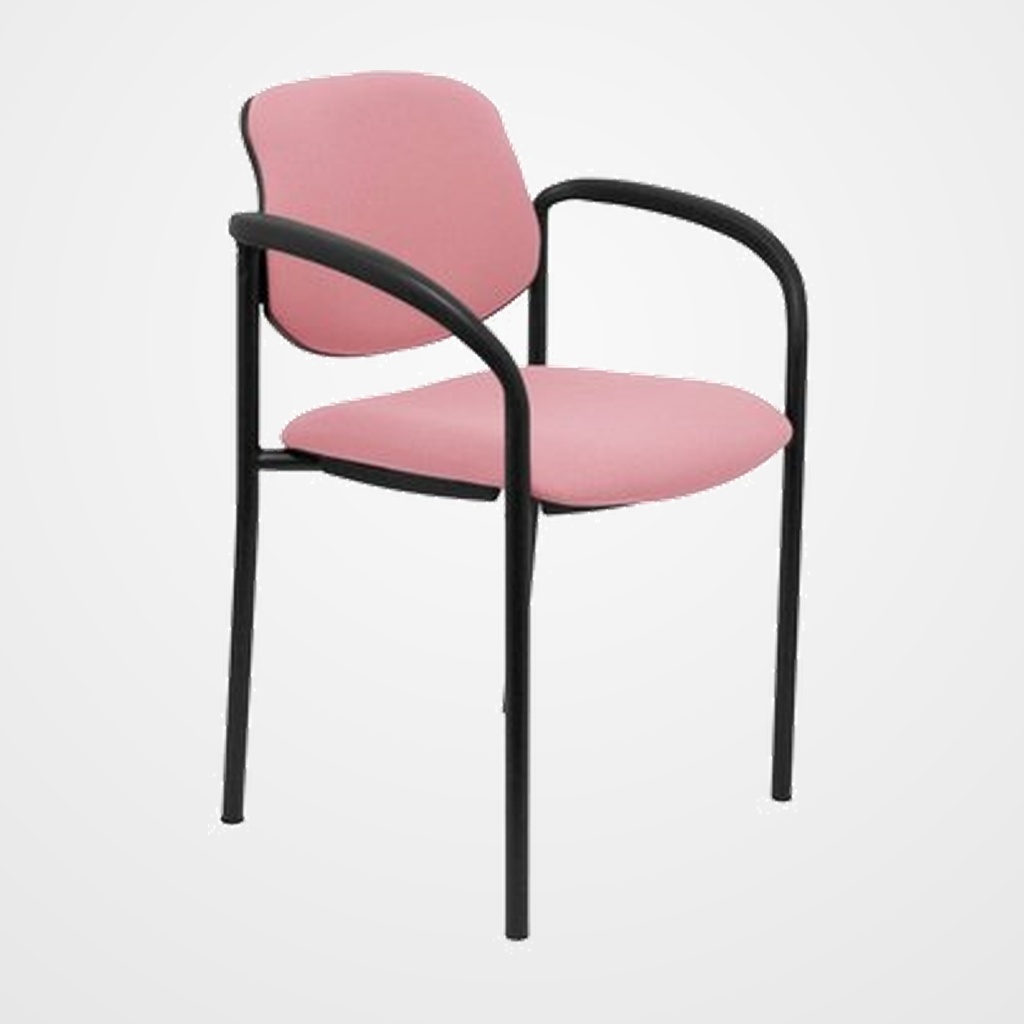 SILLA PIQUERAS Y CRESPO VILLALGORDO CONFIDENTE BRAZOS FIJOS CHASIS NEGRO ASIENTO Y RESPALDO TAPIZADOS BALI ROSA PALIDO