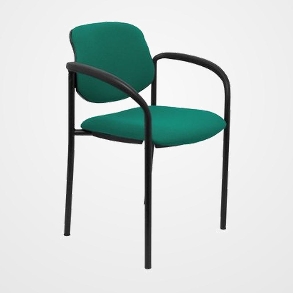 SILLA PIQUERAS Y CRESPO VILLALGORDO CONFIDENTE BRAZOS FIJOS CHASIS NEGRO ASIENTO Y RESPALDO TAPIZADOS BALI VERDE